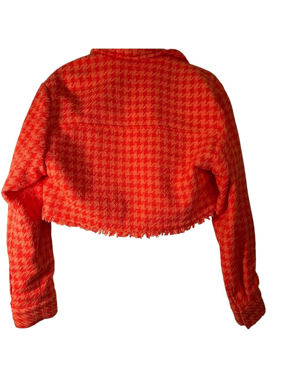 Zara Orange Houndstooth Blazer & Shorts Suit Set - Picture 4 of 9